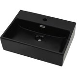 The Living Store Umivalnik z odprtino za pipo črna keramika 51,5x38,5x15 cm - Umivalnik, (21493857) | Shoptok.si