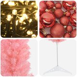  Umjetno usko božićno drvce s kuglicama 120 cm 150 LED lampica Slike