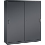 C+P ACURADO omara z drsnimi vrati, 12 nihajnih vodil, VxŠxG 1950 x 1600 x 500 mm, črno sive barve | Shoptok.si