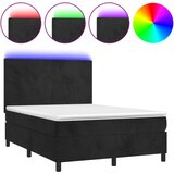 The Living Store Box spring postelja z vzmetnico LED črna 140x200 cm žamet - Box Spring Postelja, (21492466) | Shoptok.si