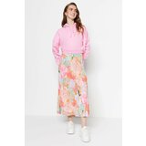 Trendyol Multi-Colored Floral Patterned Pleated, Elastic Waist Woven Skirt cene