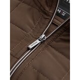 Ombre Lightweight unzipped men's jacket with quilted front - brown | Shoptok.si