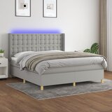  Krevet box spring s madracem LED svjetlosivi 160x200 cm tkanina | shoptok.hr