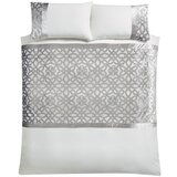 Catherine Lansfield Kremno bela/sivo-bež žametna podaljšana posteljnina za zakonsko posteljo 230x220 cm Lattice Cut – | Shoptok.si