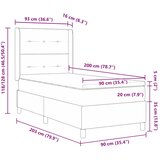  s opruga kutije Sivo-smeđa 90 x 200 cm tkanina | shoptok.hr