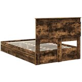  Postelja s shranjevanjem z vzglavjem Dimljeni oreh 135 x 190 cm, (5000106677) | Shoptok.si