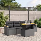 Maison Chic Seti vrtnega pohištva - Vrtna garnitura - Vrtni pohištvo set 5-delna z blazinami črn poli ratan, (21820934) | Shoptok.si