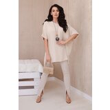 Kesi Włoski Oversized blouse with pendant dark beige | Shoptok.si