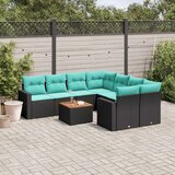  Vrtna garnitura - 9-dijelni set vrtnih sofa od poliratana s jastucima crni - Crna 1 | shoptok.hr