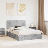  Postelja s shranjevanjem z vzglavjem Betonsko siva 150 x 200 cm, (5000105933) | Shoptok.si