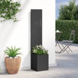 vidaXL Vrtni Sadič s Dekorativnom Pločom Crna 32 x 140 cm | shoptok.hr