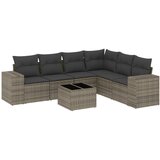 Maison Chic Seti vrtnega pohištva - Vrtna garnitura - Vrtni pohištvo set 7-delna z blazinami siv poli ratan, (21802905) | Shoptok.si
