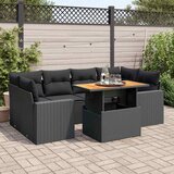 Maison Chic Seti vrtnega pohištva - Vrtna garnitura - Vrtni pohištvo set 7-delna z blazinami črn poli ratan, (21798851) | Shoptok.si