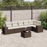 vidaXL 7-dijelni set vrtnih sofa od poliratana s jastucima smeđi | shoptok.hr