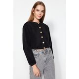 Trendyol Black Gold Buttons Plush Knitted Cardigan | shoptok.hr