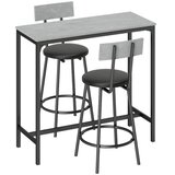 Nesta Barski set z mizo in 2 oblazinjenima stoloma, opora za noge, siv, za jedilnico in majhne prostore, (5000493618) | Shoptok.si