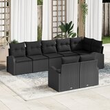 vidaXL 8-delni vrtni kavč set z blazinami črni poli ratan | Shoptok.si