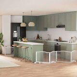 vidaXL Ograda za pse z vrati zložljiva 8 panelov bela 640 cm les | Shoptok.si