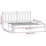  Posteljni okvir bel iz trdnega lesa 135x190 cm 4FT6, (20905242) | Shoptok.si