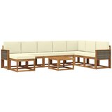 vidaXL Zunanja garnitura za sedenje z blazino 9 pcs Naravna in smetana, (5000281096) | Shoptok.si