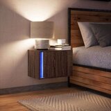 vidaXL Nočna stenska omarica z LED lučkami rjavi hrast | Shoptok.si
