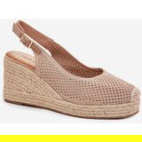 Boto Wedge Sandals For Women With Braiding Dark Beige Tulliata | Shoptok.si