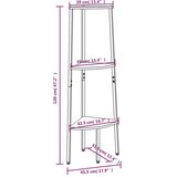  Kutne police s 3 razine svjetlosmeđe-crne 45,5 x 31,5 x 120 cm | shoptok.hr