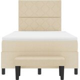 vidaXL Postelja s kovinsko vzmetnico in klopjo krem 120x200 cm Tkanina, (22083883) | Shoptok.si