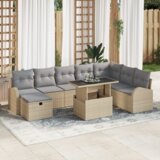 vidaXL 9-komadni vrtni sofa set s jastučićima bež poli ratan | shoptok.hr