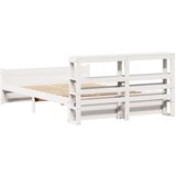  Posteljni okvir z vzglavjem bel 135x190 cm trdna borovina, (21304180) | Shoptok.si