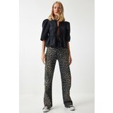  Women's Black Brown Leopard Patterned Straight Jeans | Shoptok.si