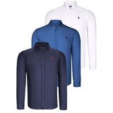 Dewberry TRIPLE SET G725 MENS SHIRT-NAVY BLUE-WHITE-INDIGO | shoptok.hr
