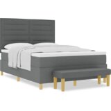  Krevet s kutijom madraca i klupom tamnosive boje 160x200 cm od platna | shoptok.hr