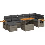 Maison Chic Seti vrtnega pohištva - Vrtna garnitura - Vrtni pohištvo set z blazinami 8-delna siv ratan/akacija, (21806069) | Shoptok.si
