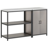 vidaXL Kuhinjski set za pohranu s policom s pohranom s vratima Podesiva 2 pcs Rđa 150 x 50 x 92 cm | shoptok.hr