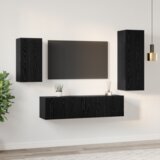 vidaXL TV kabinet s polico s shranjevanjem z vrati 4 pcs Črni hrast 30.5 x 30 x 90 cm | Shoptok.si