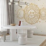  Foto tapeta - Golden Sun and Moon - Artistic Illustration in Retro Style 98x70 Samoljepljiva | shoptok.hr