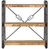 Maison Chic Knjižna omara - Knjižni regal 3-nadstropna 77x30x80 cm trden mangov les železo, (21724593) Cene