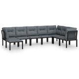 Maison Chic Seti vrtnega pohištva - Vrtna garnitura 8-delna črna in siva poli ratan, (21805970) | Shoptok.si
