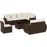  9-dijelni set vrtnih sofa s jastucima poliratan smeđi | shoptok.hr