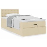 vidaXL Otomanski posteljni okvir z vzmetnico krem 90x190 cm blago, (21607745) | Shoptok.si