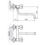 Rosan Klasik baterija za sudoperu – lavabo izliv 300mm – S K01130