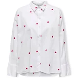 Only Topi & Bluze New Lina Grace Shirt L/S - Bright White/Heart Bela