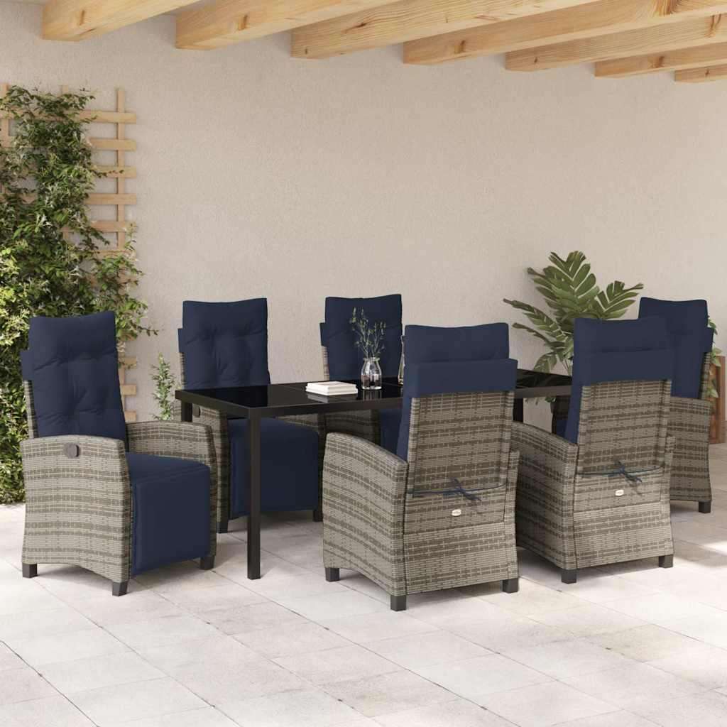  Vrtni set za objed s jastukom 7 pcs Siva poliratan | shoptok.hr