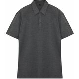 Trendyol Plus Size Anthracite Regular/Normal Cut Textured Polo Collar T-shirt Cene