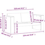  Vrtni dvosjed 134 x 60 x 62 cm od masivne borovine | shoptok.hr