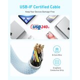 Anker Zolo USB tip-C kabl M/M 1m, za Apple, super brzo punjenje 240W/480Mbps, pleteni, beli | ePonuda.com