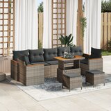 vidaXL 10-delni vrtni sofa set z blazinami siva poly ratan akacija | Shoptok.si