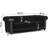 Ropez Crna baršunasti sklopiva sofa 203 cm York Blik – | shoptok.hr