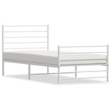  Metalni okvir kreveta uzglavlje i podnožje bijeli 107x203 cm | Eponuda.com